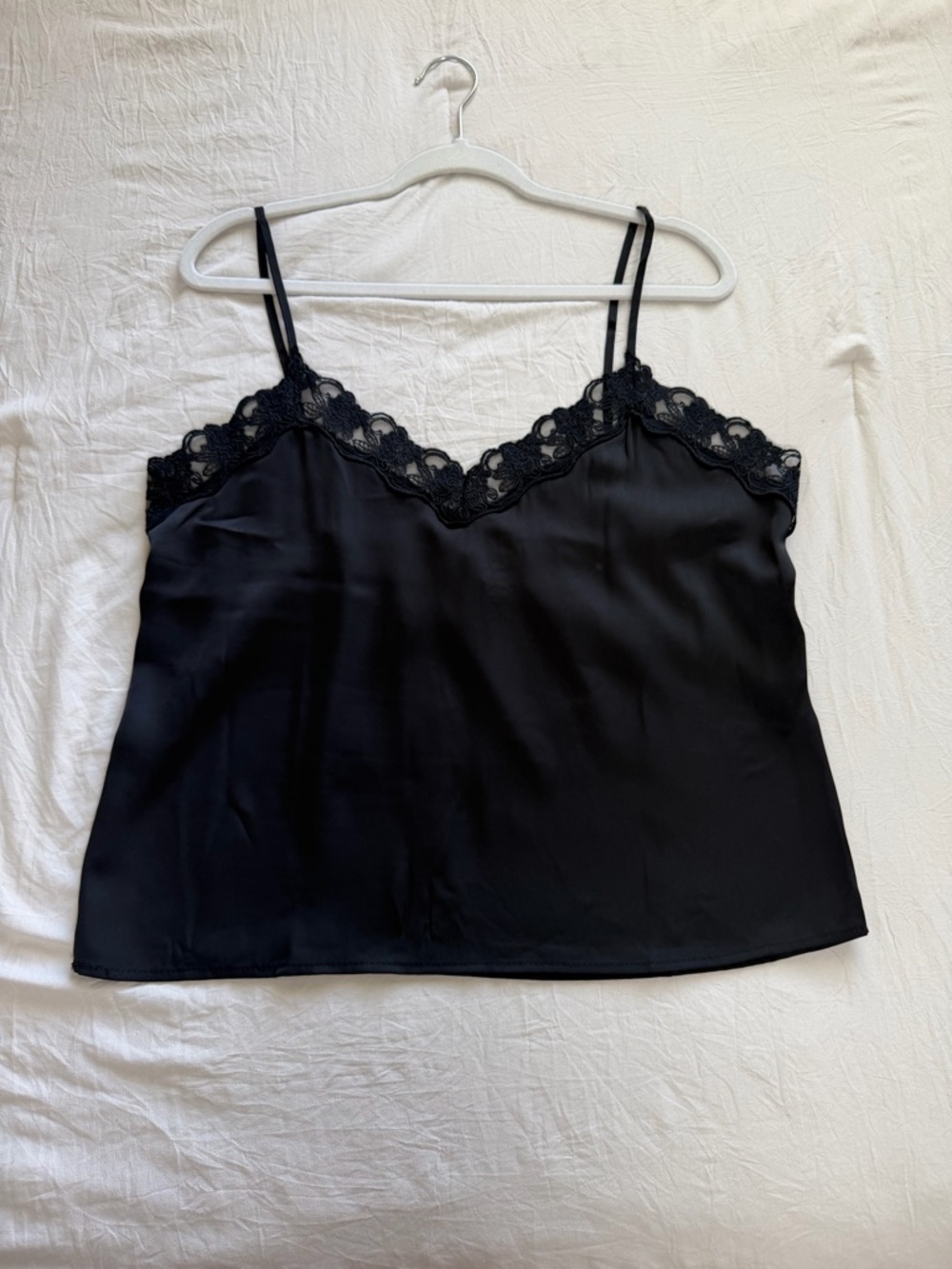 Jon & Anna Black Satin Lace-Trim Cami‎